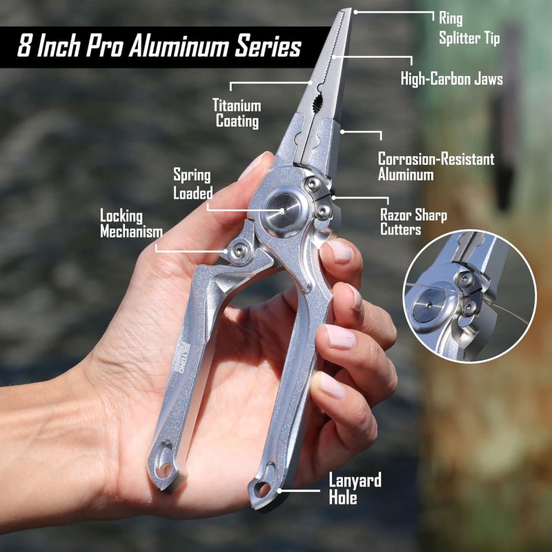 Beyond Braid Beyond Fishing Pro Aluminum Series 8 Inch Multifunction Fishing Pliers, Saltwater Resistant Fishing Gear, Tungsten Carbide Cutters, Corrosion Resistant Teflon Coating with Sheath - Image 3